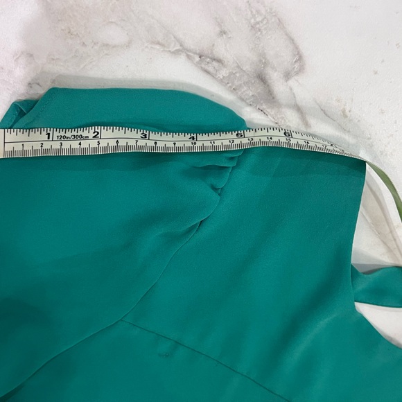 LOFT M Emerald green drapey lightweight blouse top back Vneck strap Spring - Picture 12 of 15